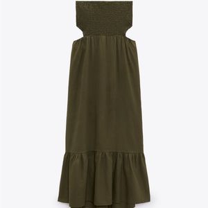 Zara Khaki Cut out dress